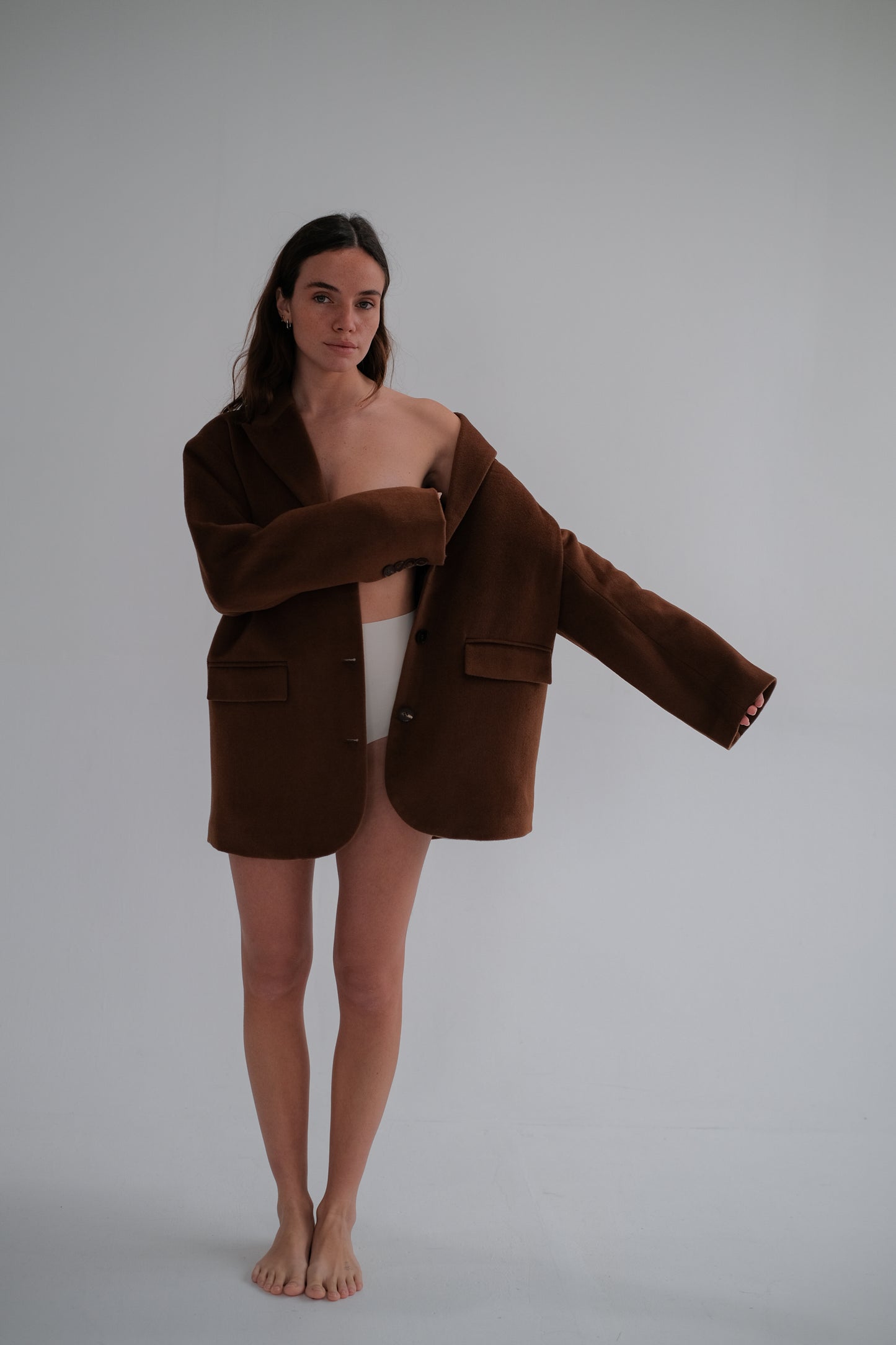 oversize wool blazer in camel
