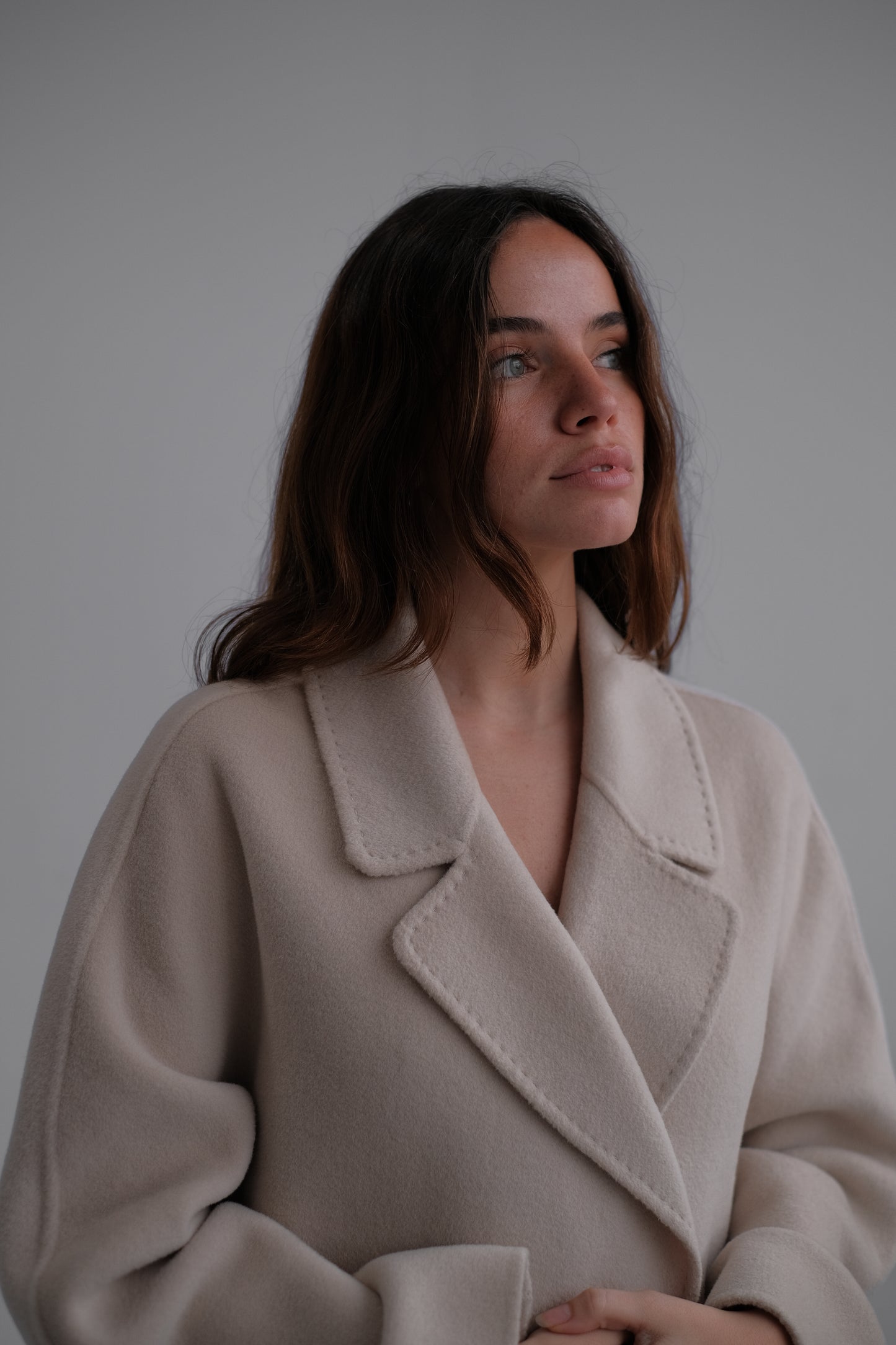 classic wool coat in pearl