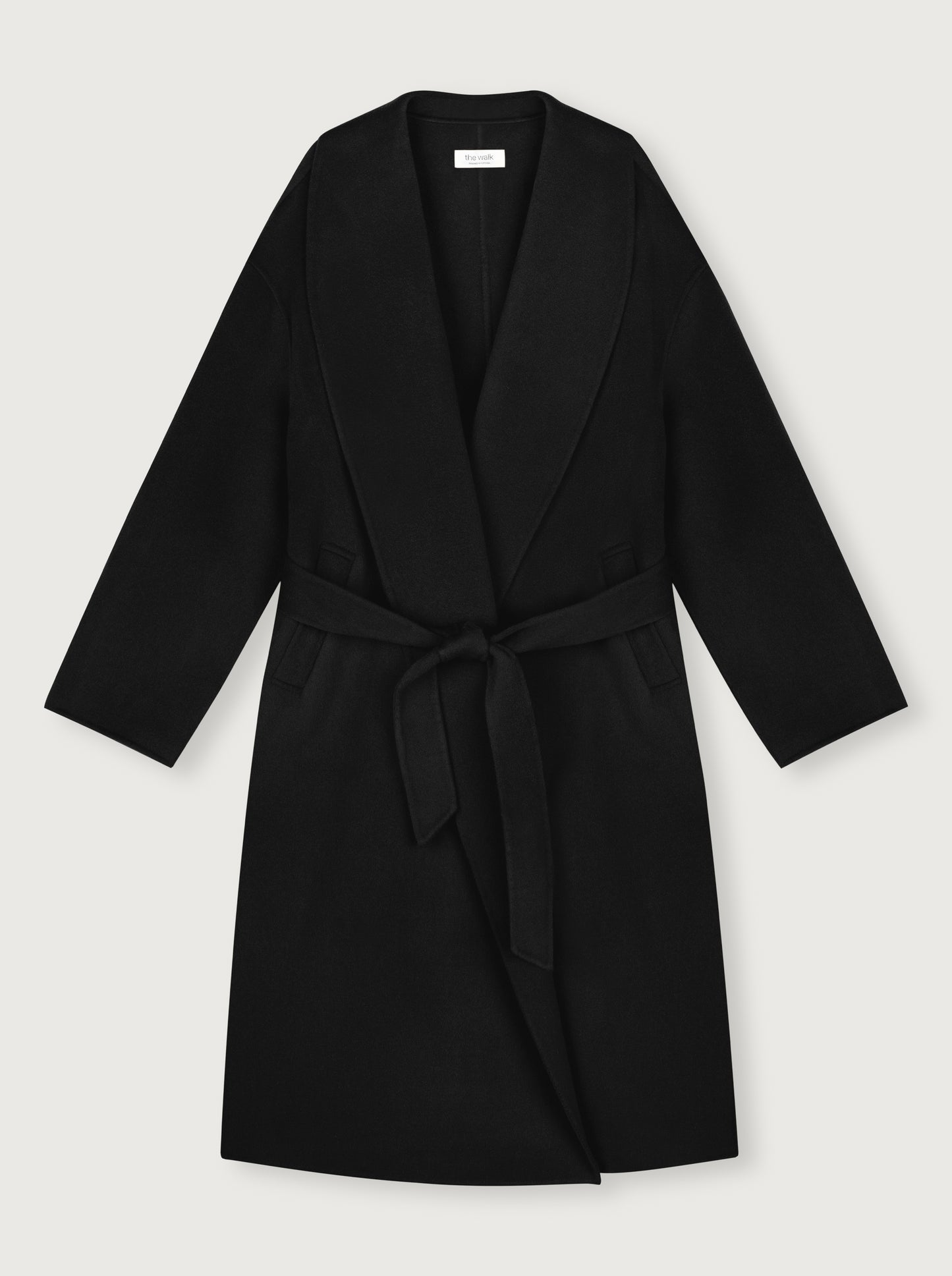 oversize wool robe coat in navy blue
