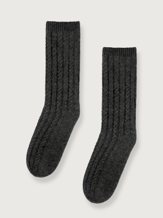 wool and cashmere socks in dark gray
