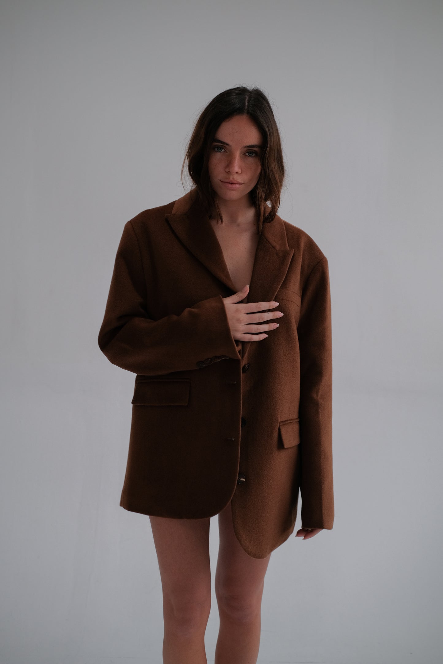 oversize wool blazer in camel