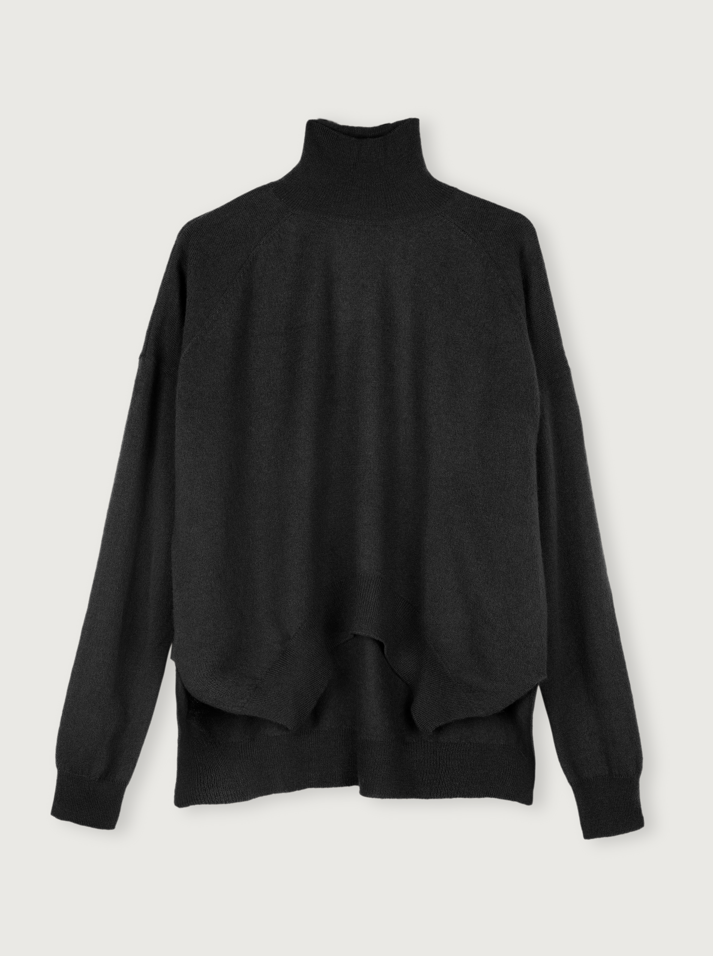 high neck wool sweater in dark gray