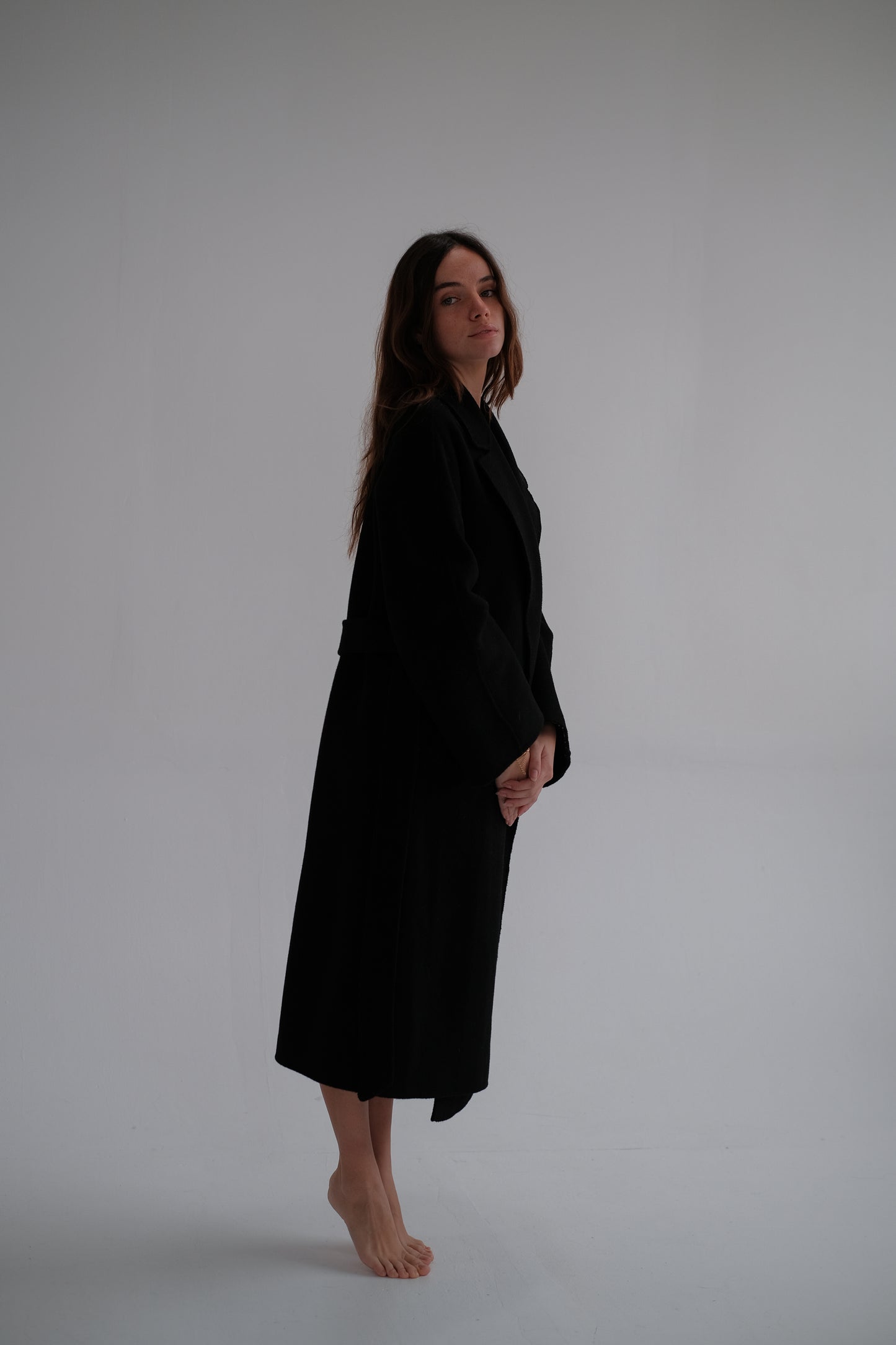 classic wool coat in black