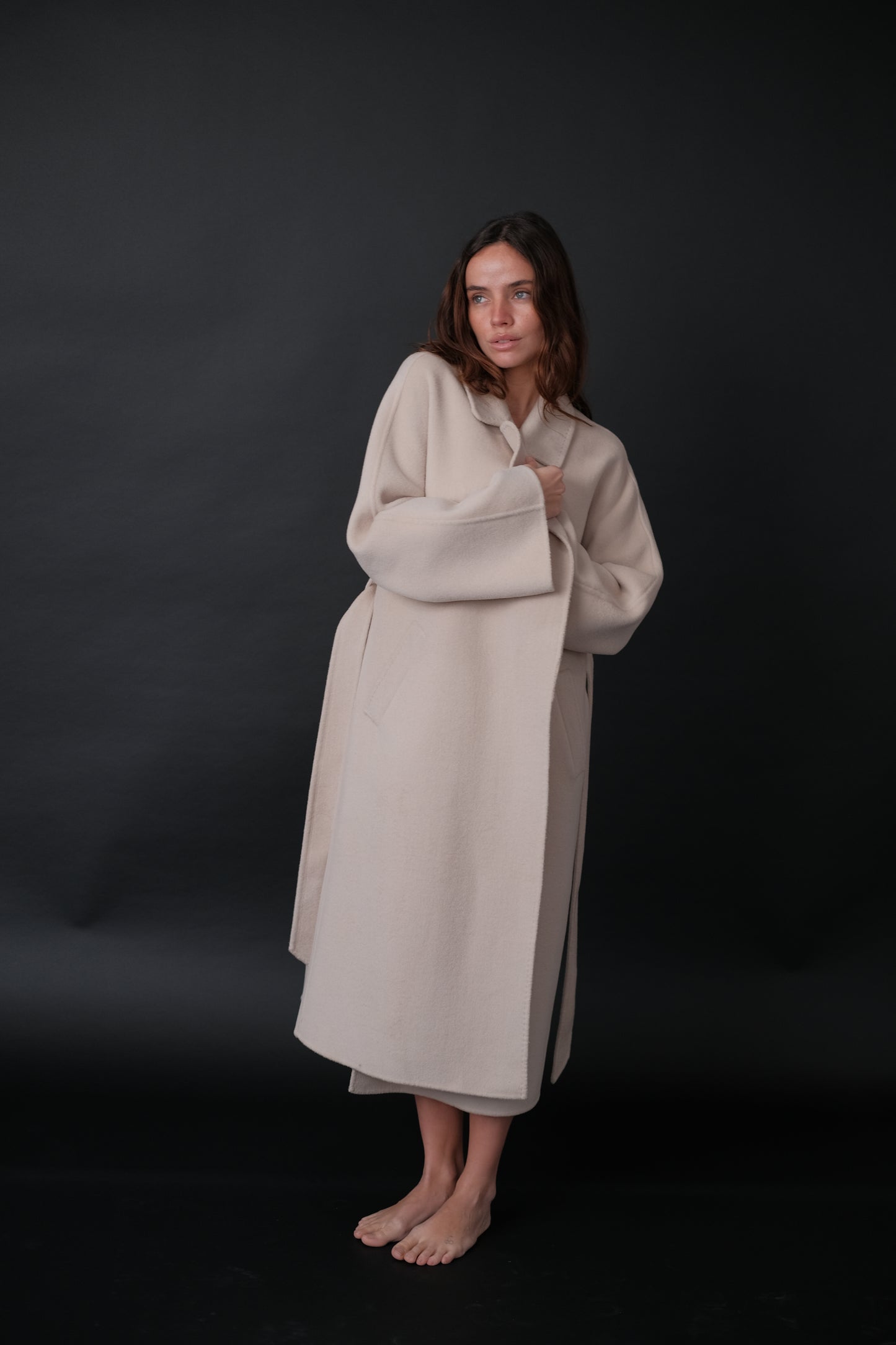 classic wool coat in pearl