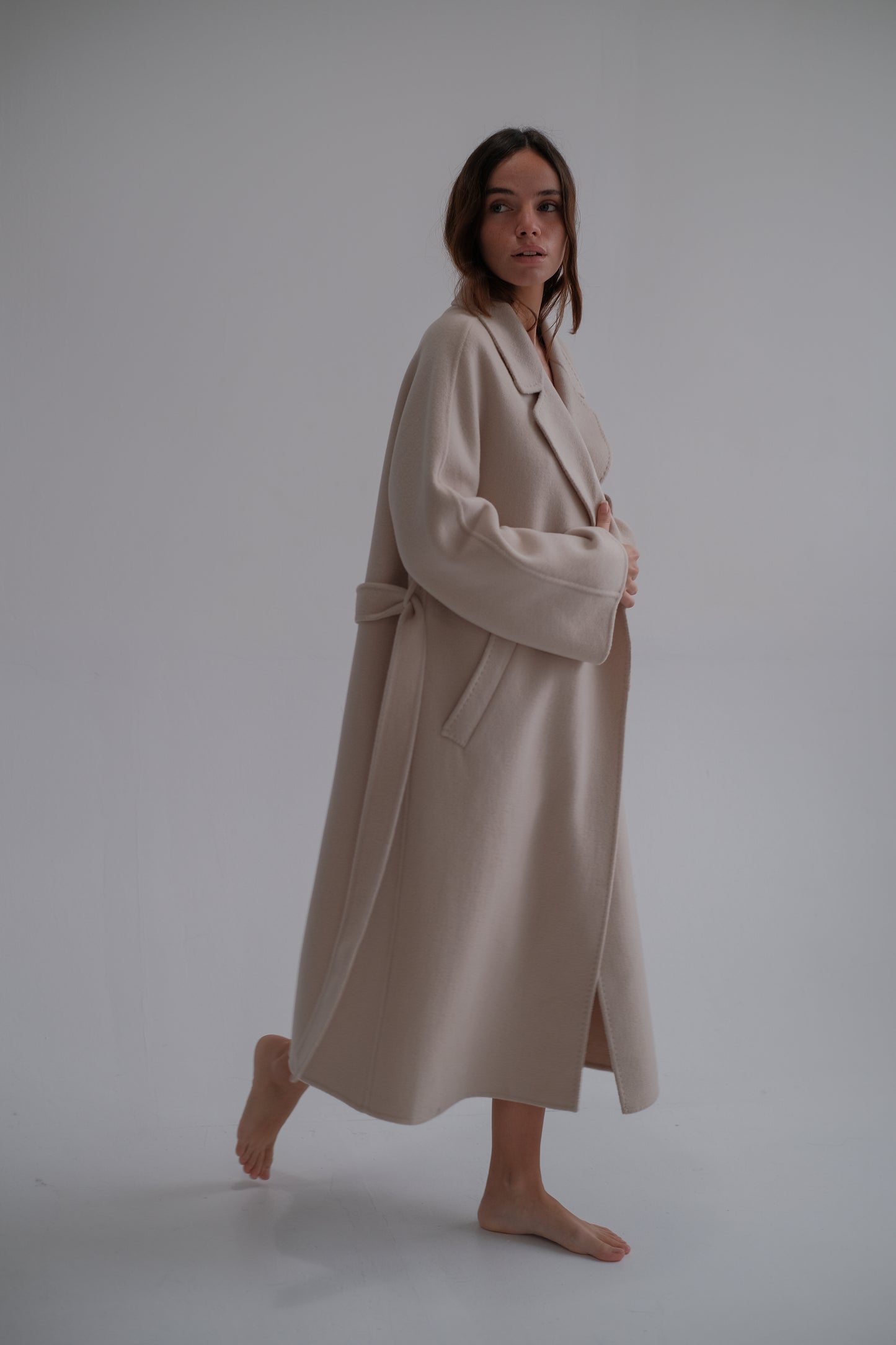 classic wool coat in pearl