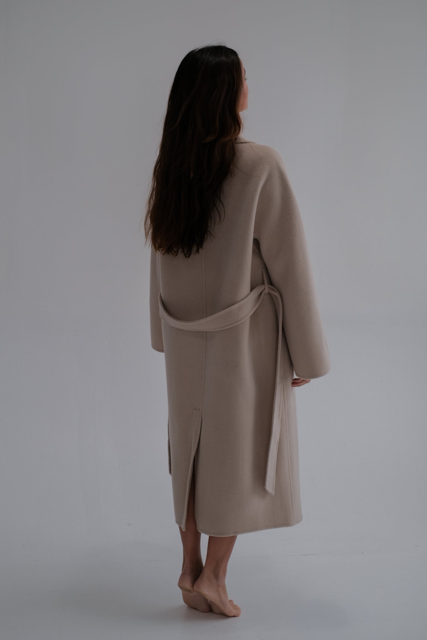 classic wool coat in pearl