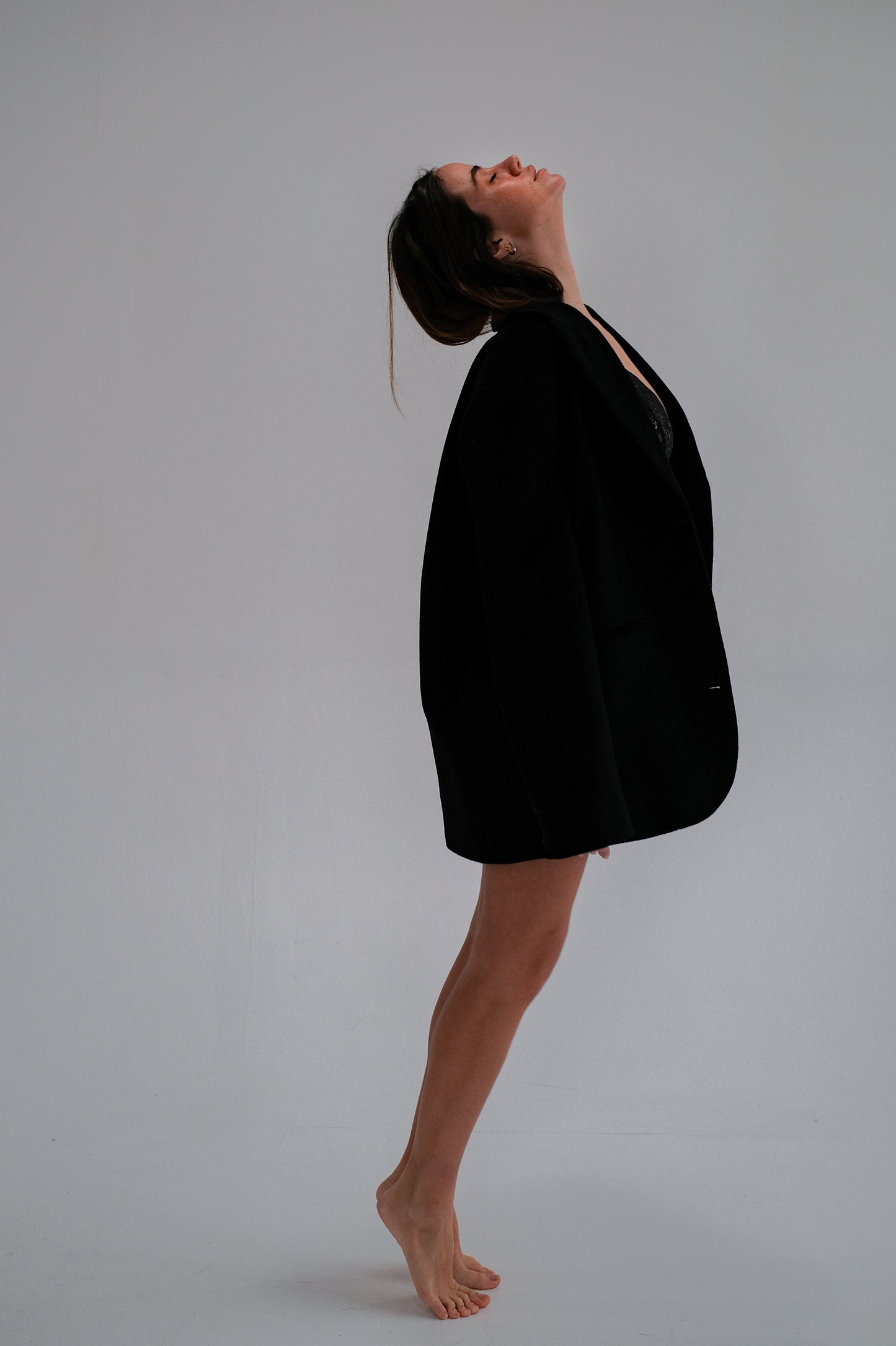 oversize wool blazer in black