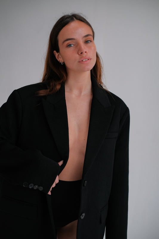 oversize wool blazer in black