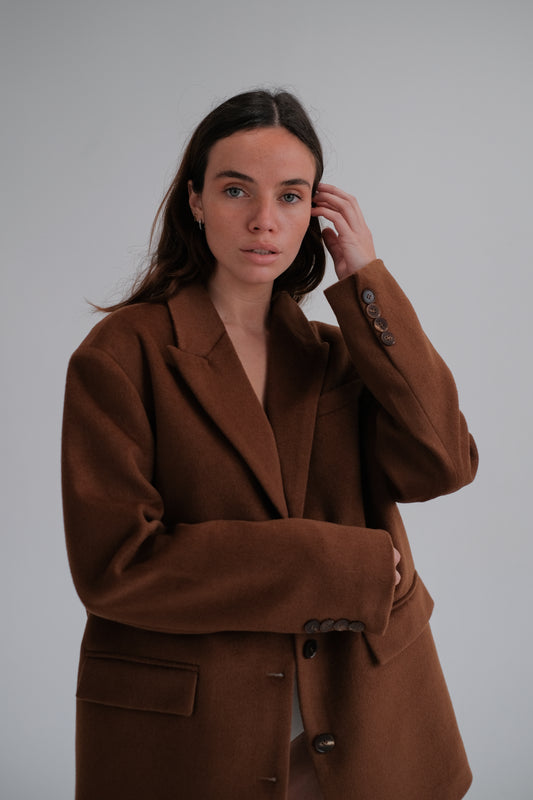 oversize wool blazer in camel