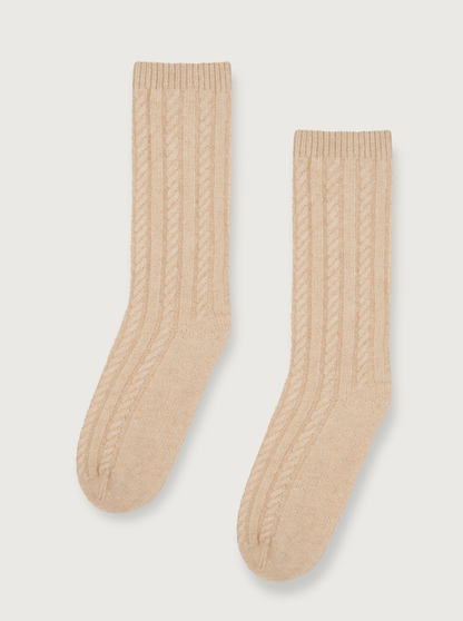 chaussettes en laine et cachemire beiges