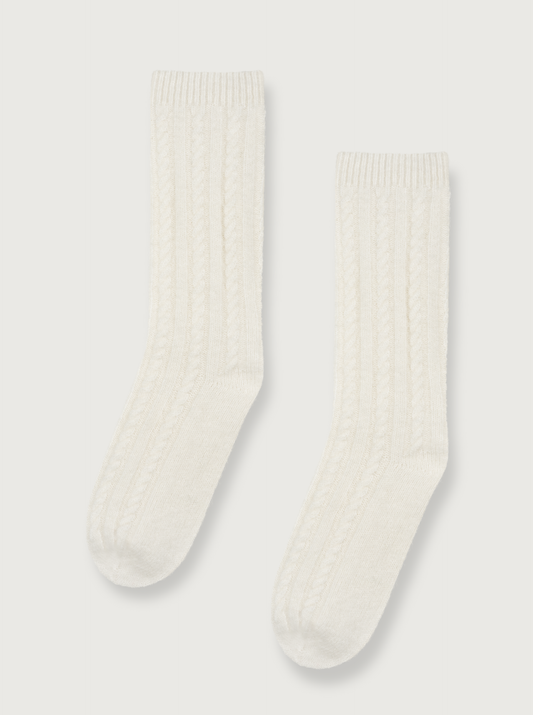 wool and cashmere socks in pearl