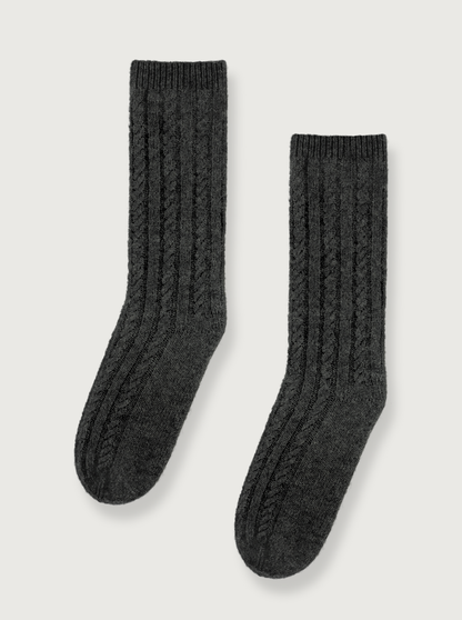 chaussettes en laine et cachemire gris foncé