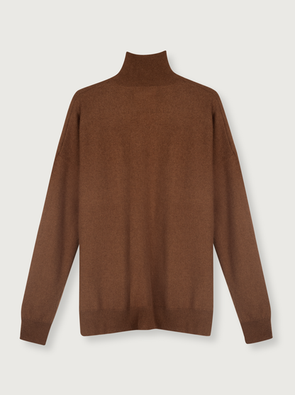 high neck wool sweater in camel