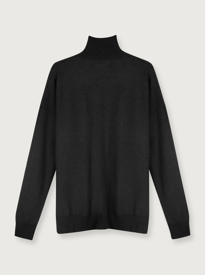 high neck wool sweater in dark gray
