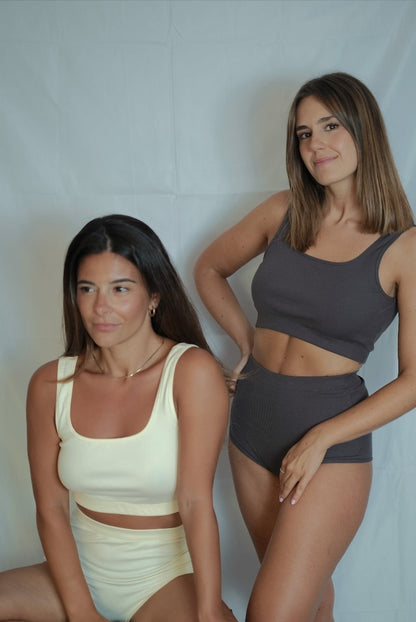 organic cotton rib set in eggshell